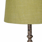 Finial Table Lamp with Green Linen Shade