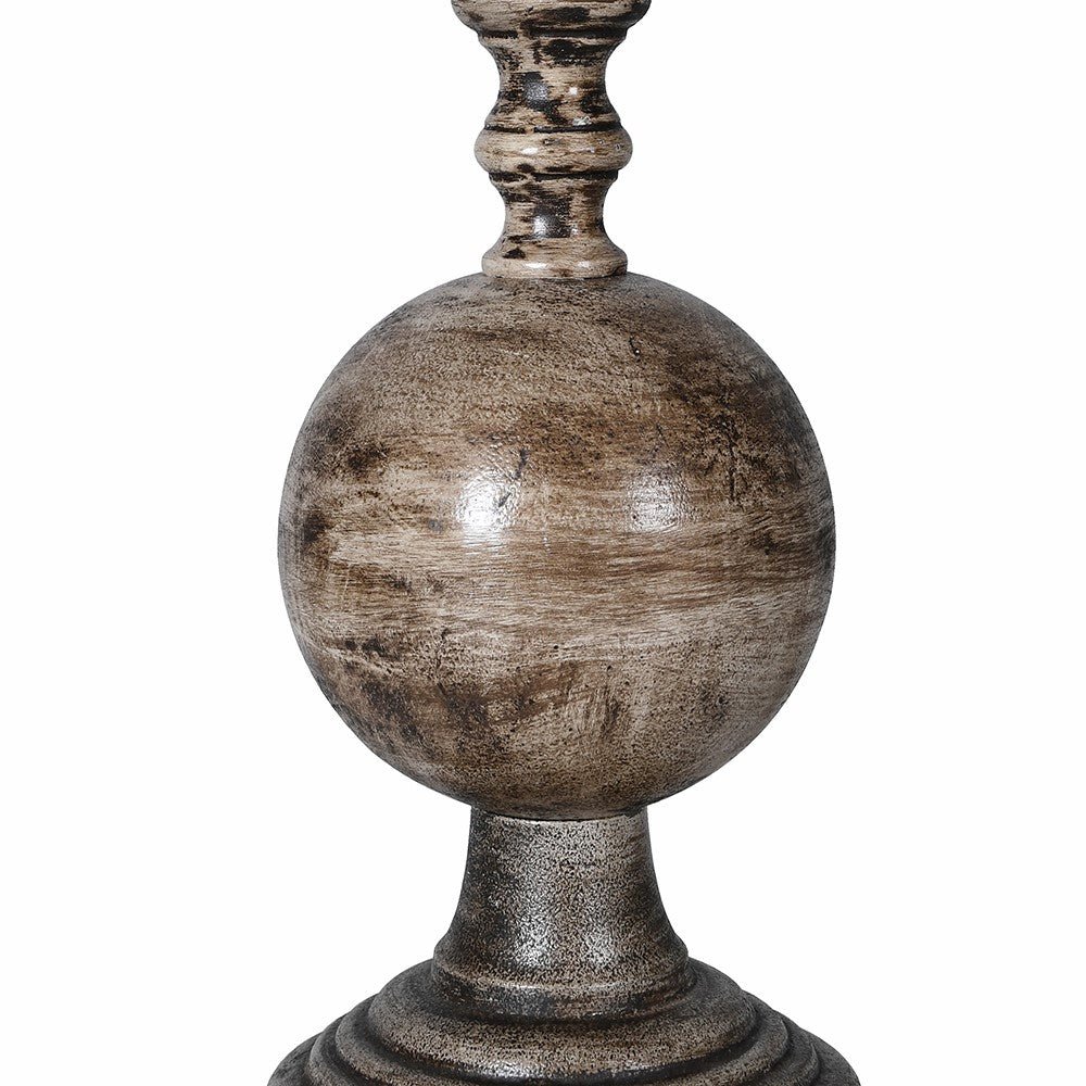 Finial Table Lamp with Green Linen Shade