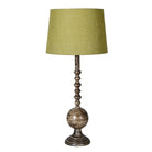 Finial Table Lamp with Green Linen Shade