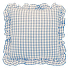 Gingham Linen Square Ruffle Cushion, Blue
