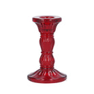 Glass Candlestick 10cm, Red