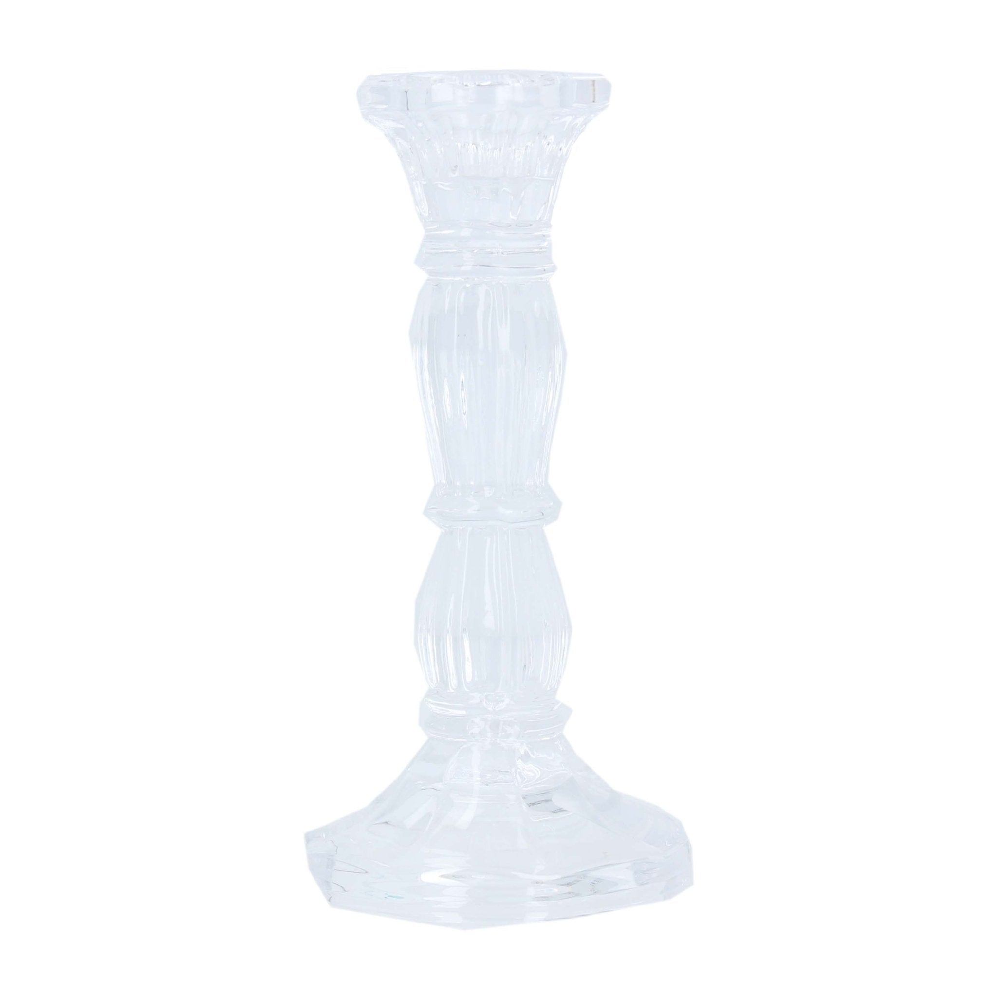 Glass Candlestick 15cm, Clear