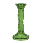 Glass Candlestick 16cm, Green