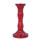 Glass Candlestick 16cm, Red