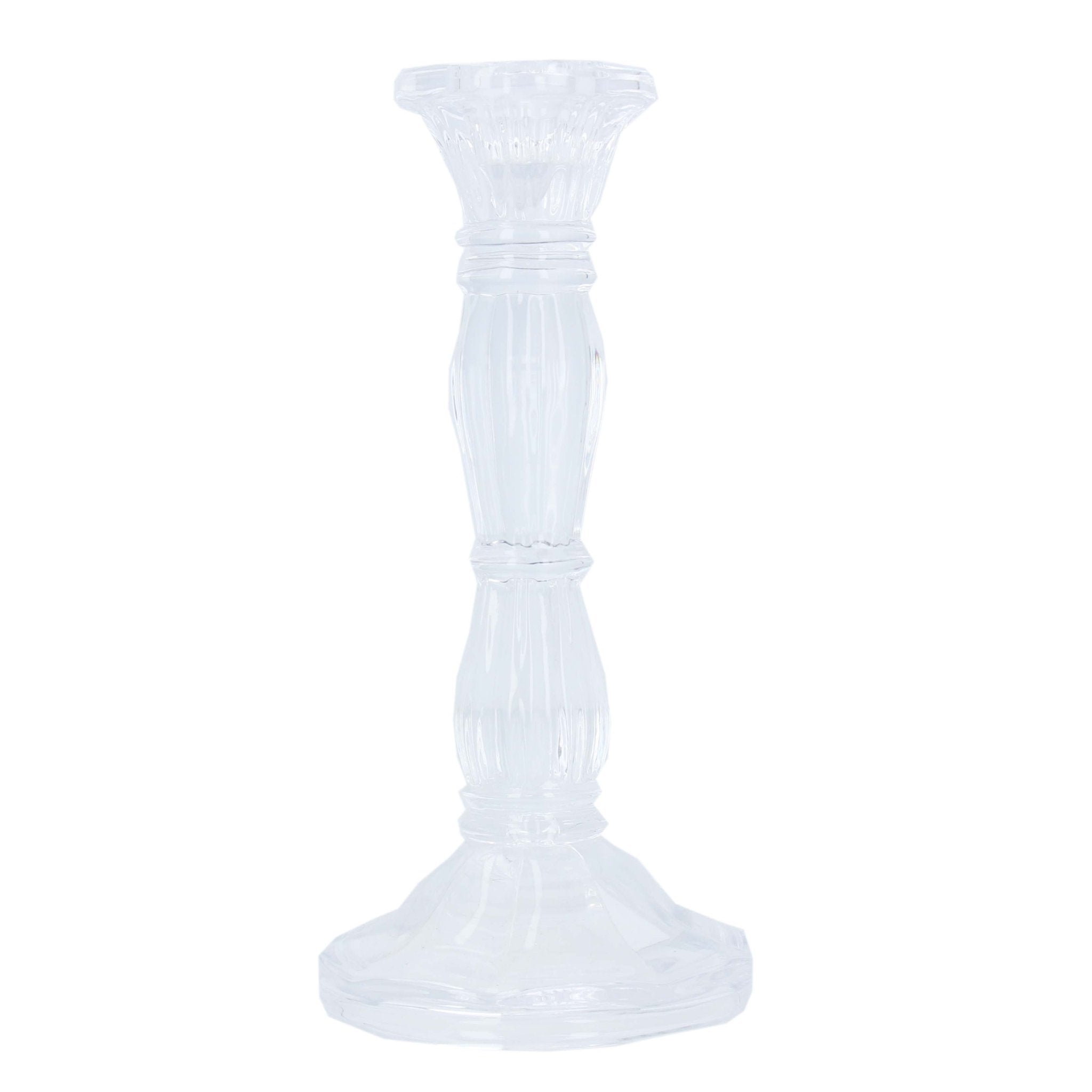Glass Candlestick 20cm, Clear