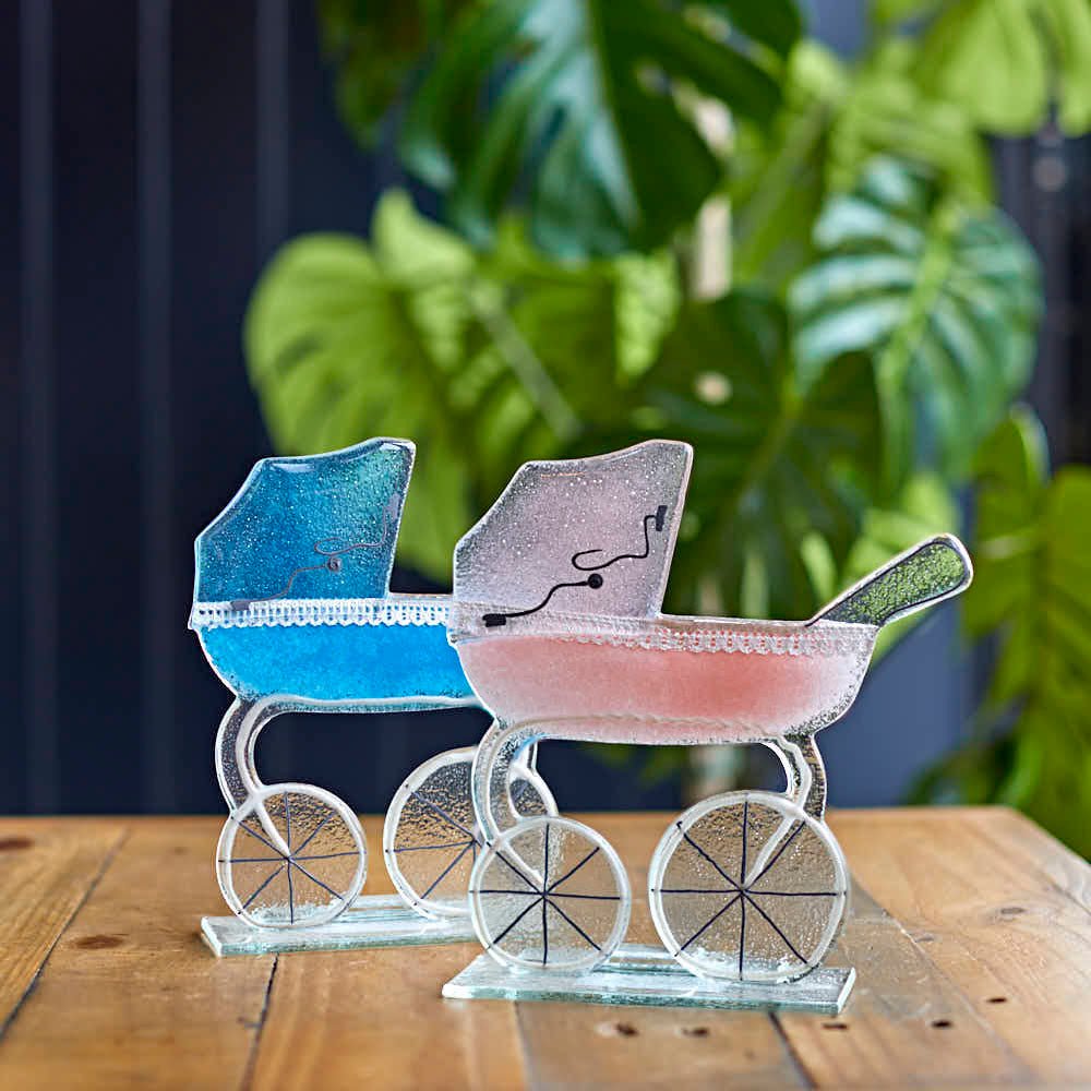 Glass Classic Pram, Pink - Angela Reed - 