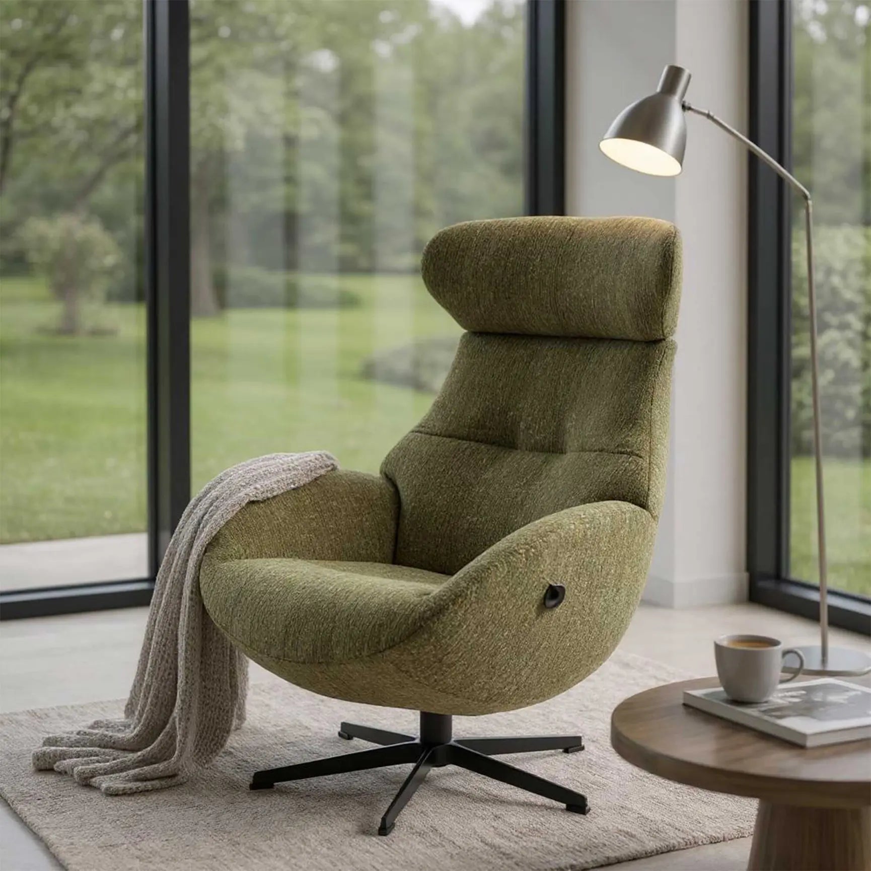 Globe Fabric Swivel Recliner Chair - Angela Reed - 