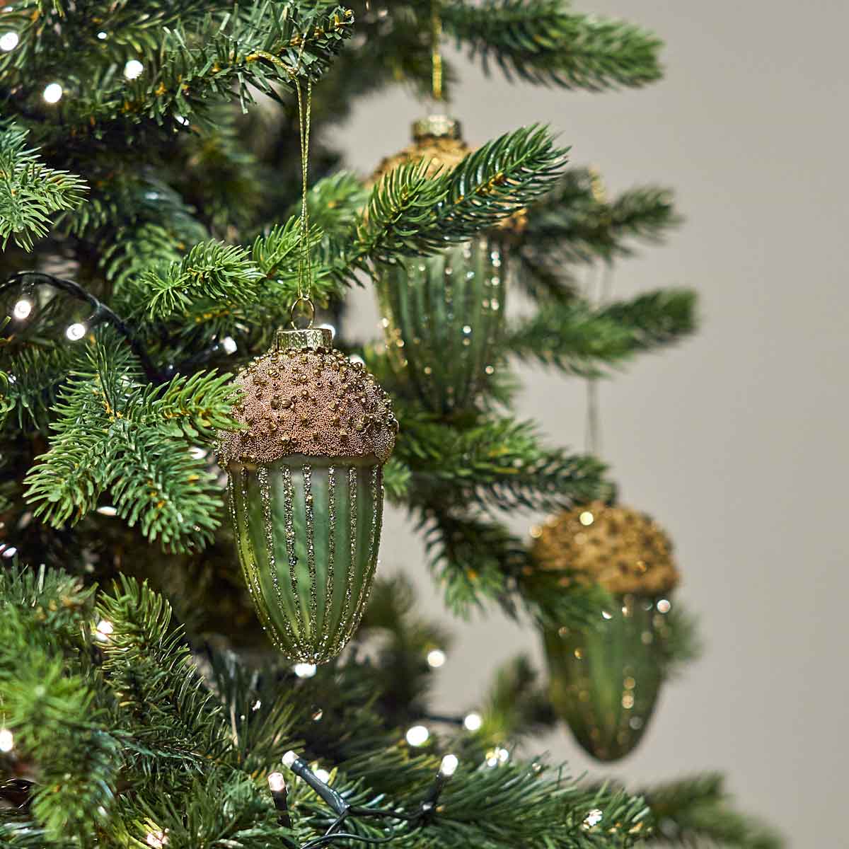 Gold Glitter Glass Acorn