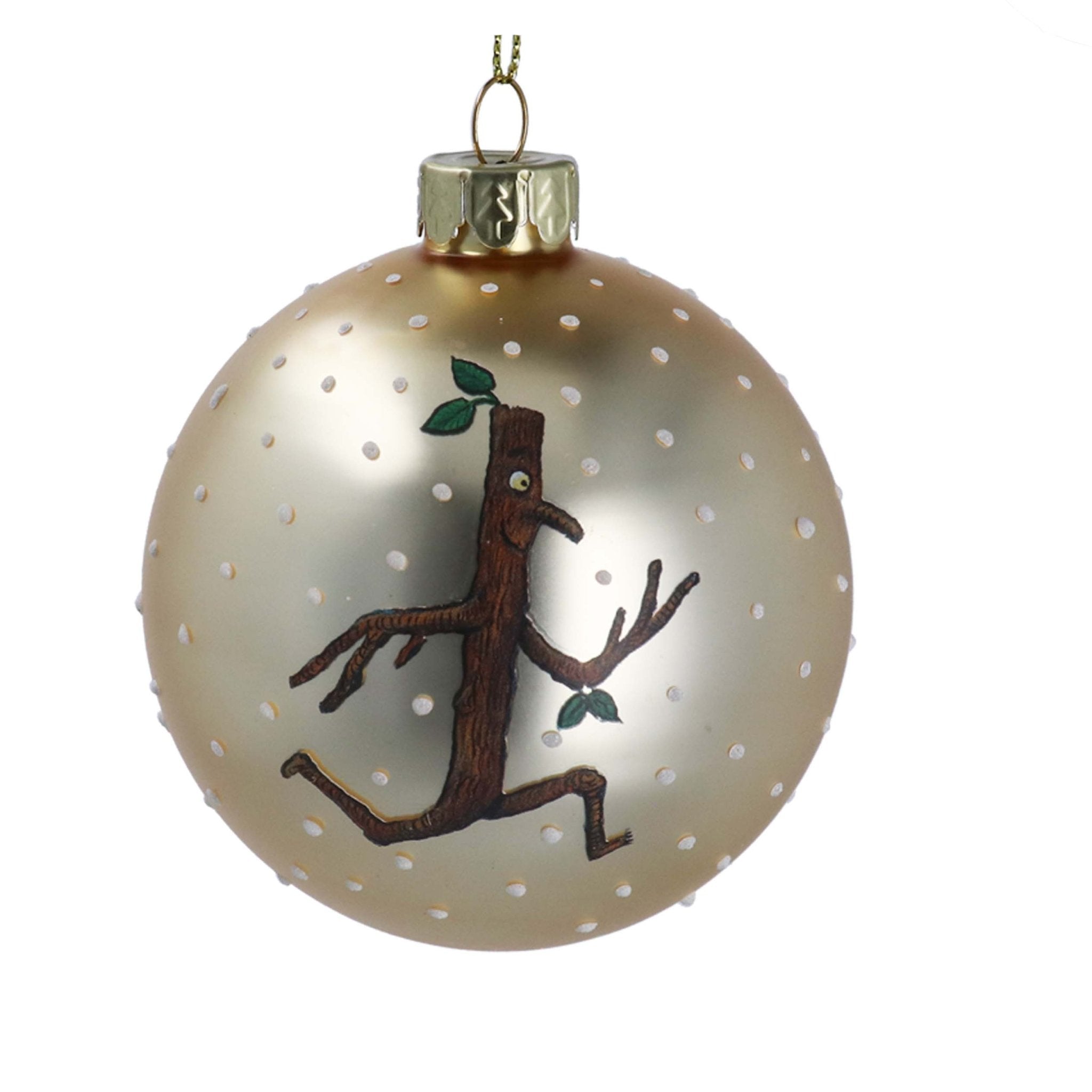 Gold Stick Man & Family Glass Bauble