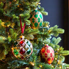 Green and Gold Glass Egg Bauble