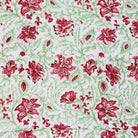 Green and White Floral Print Cotton Bedspread - Angela Reed - 
