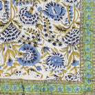 Green & Blue Floral Print Cotton Bedspread - Angela Reed - 
