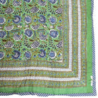 Green & Blue Floral Print Cotton Bedspread - Angela Reed - 
