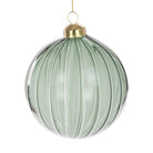 Green Glass Ribbed Bauble, Large