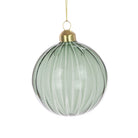 Green Glass Ribbed Bauble, Small