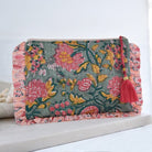 Green, Lemon and Pink Mixed Fabric Quilted Make Up Bag - Angela Reed - 