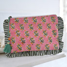 Green Ogee and Pink Mixed Fabric Quilted Make Up Bag - Angela Reed - 