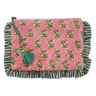 Green Ogee and Pink Mixed Fabric Quilted Make Up Bag - Angela Reed - 