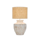 Grey Antique Style Urn Lamp with Cream Shade