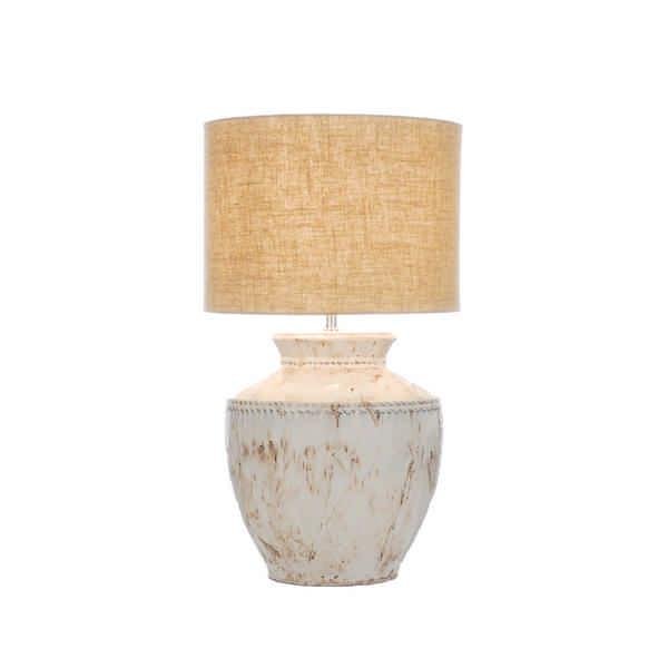 Grey Antique Style Urn Lamp with Cream Shade