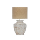 Grey Antique Style Urn Lamp with Cream Shade