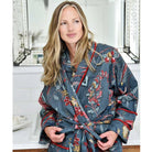 Grey Fruit Print Dressing Gown