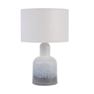 Grey Porcelain Lamp with Ribbed Detailing and White Shade