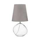 Hallie Clear Glass Table Lamp with Grey Shade