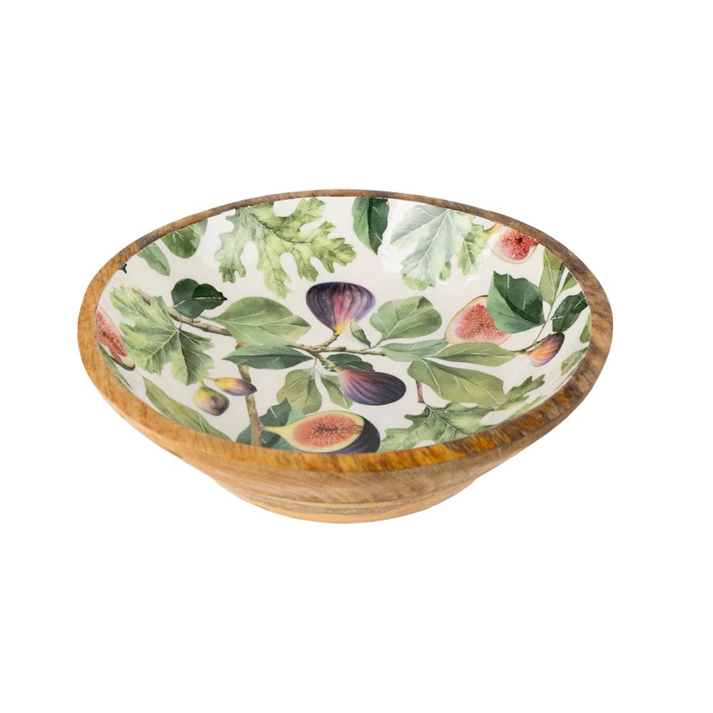 Handcrafted Large Mango Wood Bowl, Figs