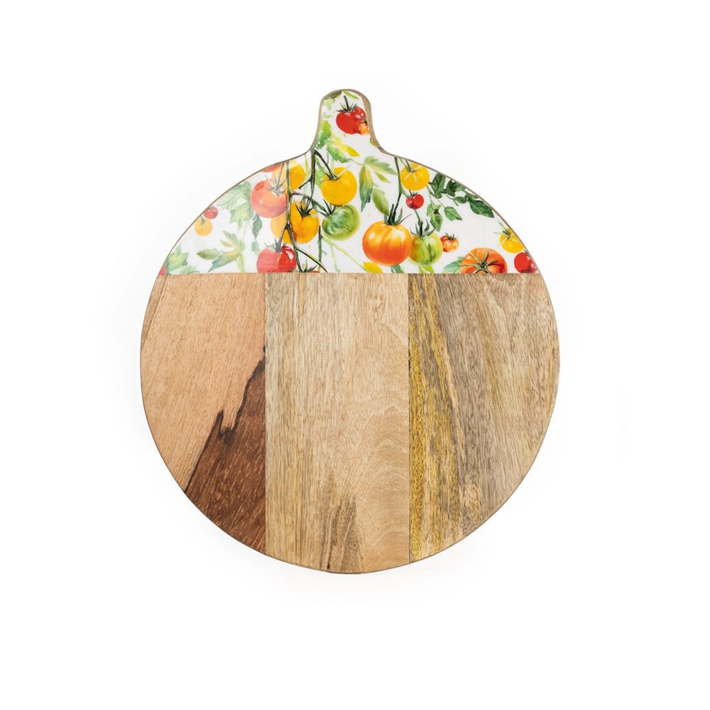 Handcrafted Mango Wood Round Pizza Board, Tomato