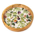 Handcrafted Mango Wood Round Tray, Figs