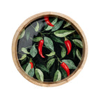 Handcrafted Wooden Round Tray, Chilli