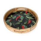 Handcrafted Wooden Round Tray, Chilli