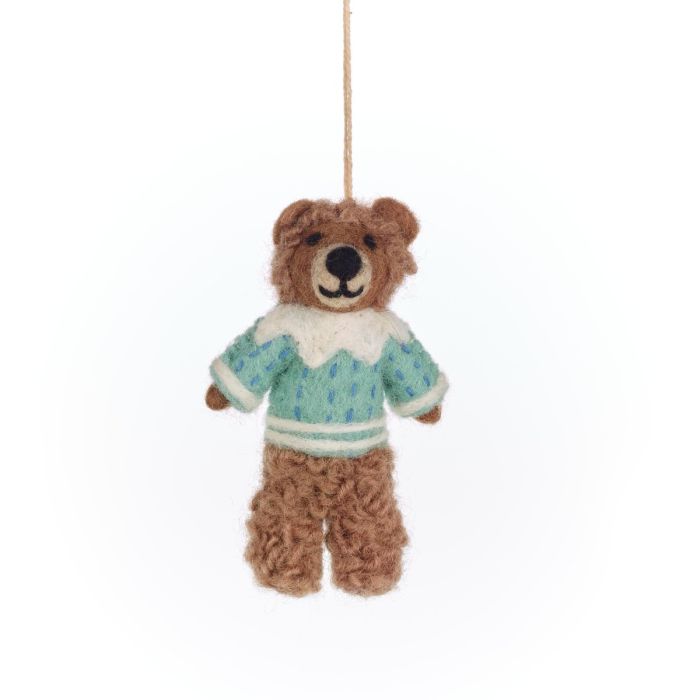 Handmade Felt Bruce the Bear Hanging Decoration