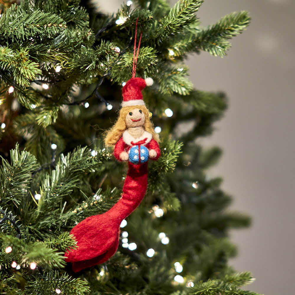 Handmade Felt Christmas Mermaid Hanging Decoration