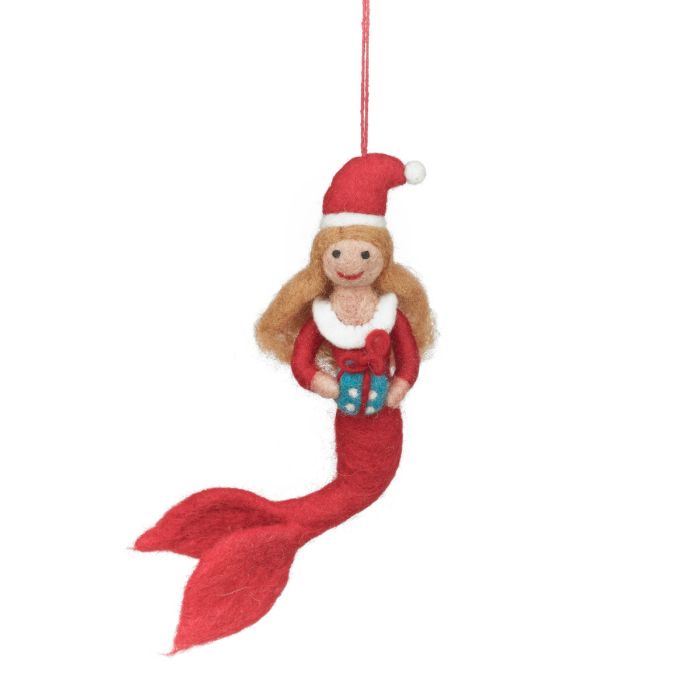 Handmade Felt Christmas Mermaid Hanging Decoration