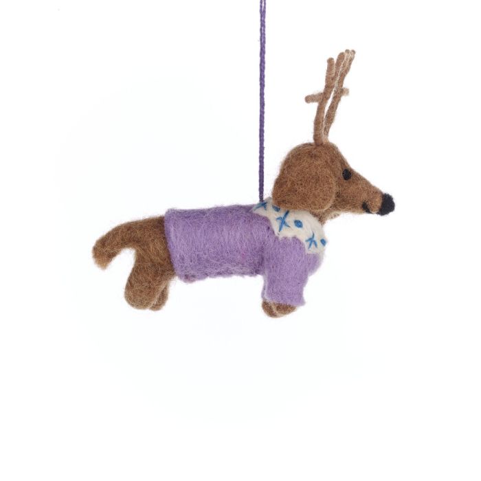 Handmade Felt Dachshund Dog Christmas Decoration