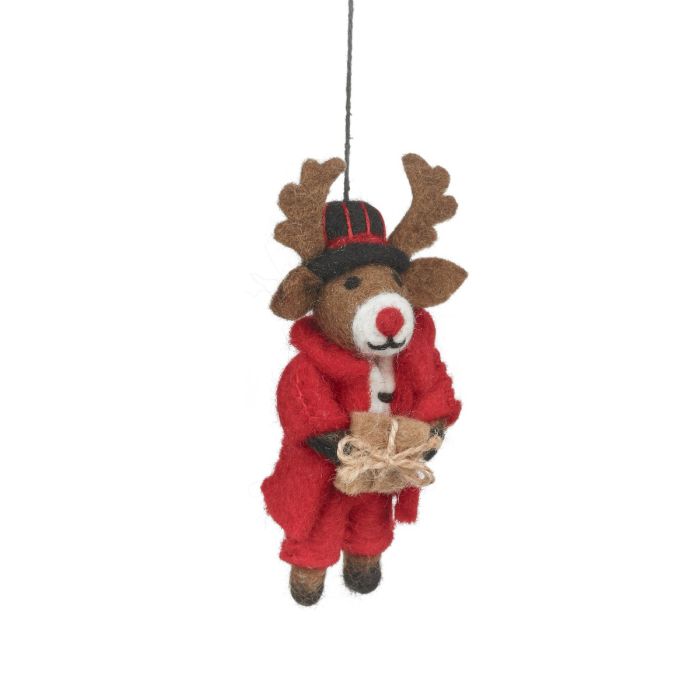 Handmade Felt Dasher the Christmas Reindeer Hanging Decoration