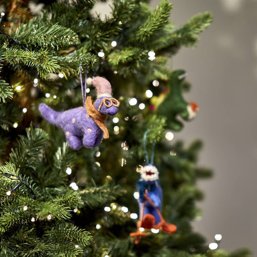 Handmade Felt Dinosaur with Scarf Decoration