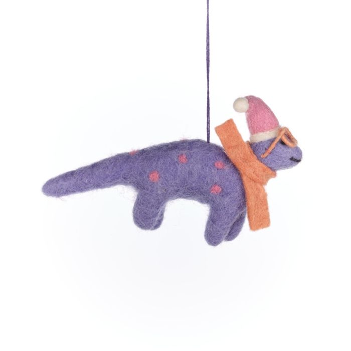 Handmade Felt Dinosaur with Scarf Decoration