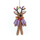 Handmade Felt Donner the Neon Reindeer Christmas Hanging Decoration