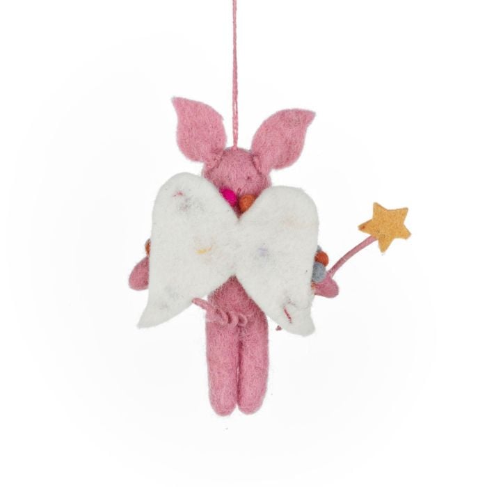 Handmade Felt Fairy Pig Hanging Christmas Decoration