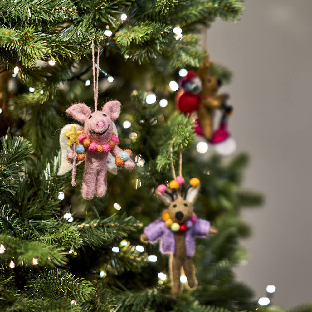 Handmade Felt Fairy Pig Hanging Christmas Decoration