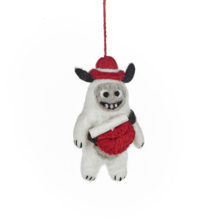 Handmade Felt Santa Yeti Hanging Decoration