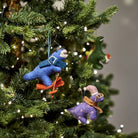 Handmade Felt Skiing Dinosaur Hanging Decoration