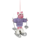 Handmade Felt Skiing Pig Hanging Decoration