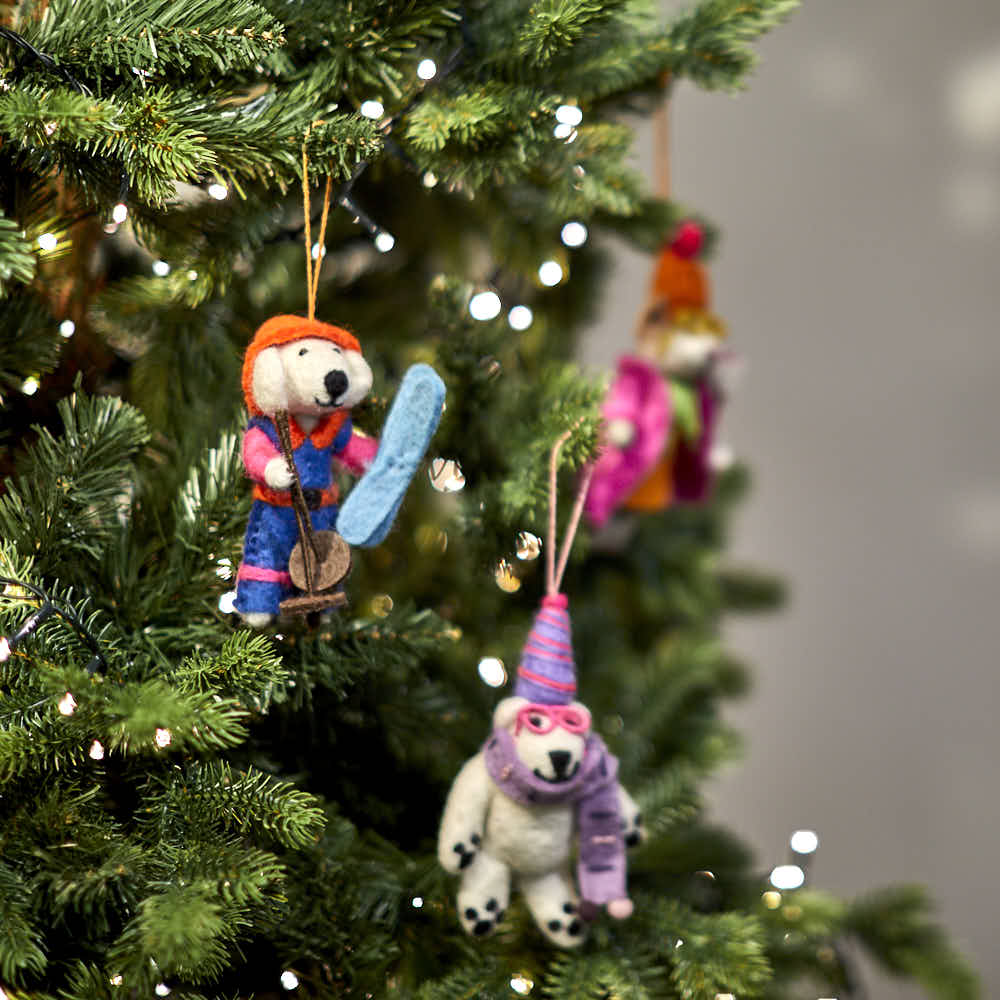 Handmade Felt Skiing Poodle Christmas Decoration