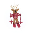 Handmade Felt Skiing Reindeer Hanging Christmas Decoration