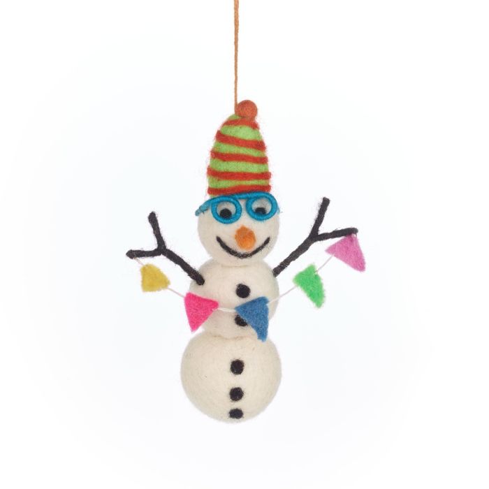 Handmade Felt Snowman Hanging Decoration