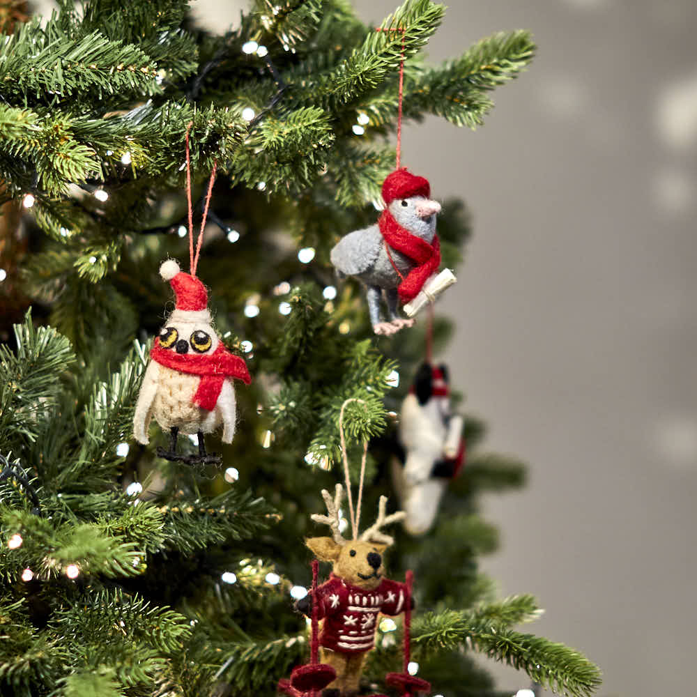 Handmade Felt Snowy the Owl Christmas Hanging Decoration